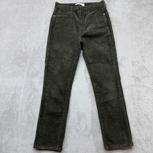 Gap Pants Women's 26/2 Reg Corduroy Green Vintage Slim High Rise Indie Trousers